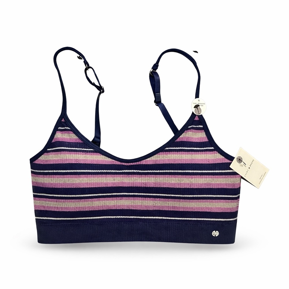 NWT Lucky Brand Women’s Padded Bralette Sports Bra Size L Striped Blue Purple​​